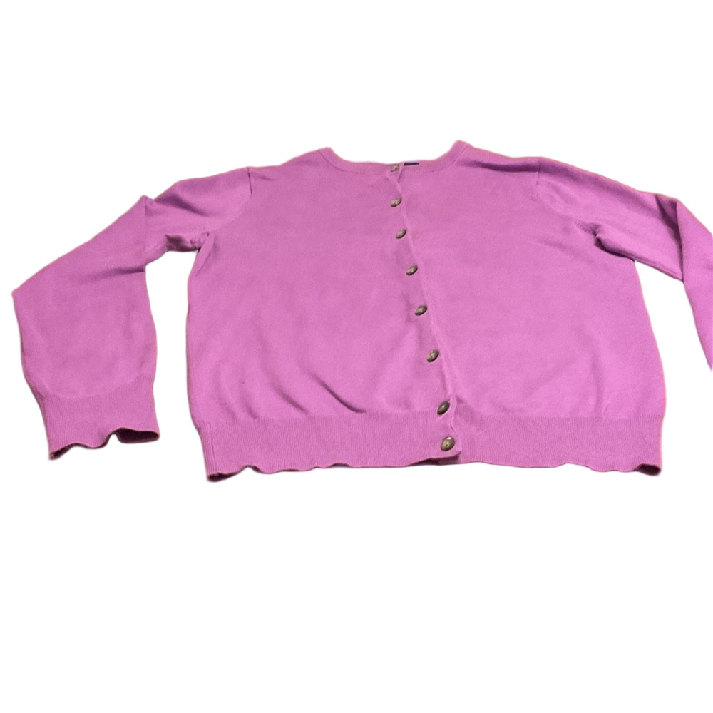 Lands' End Girls Purple Button-Up Sweater